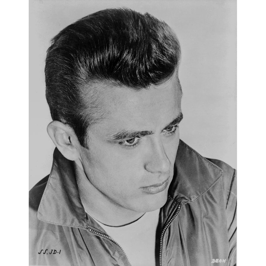 James Dean Portrait in Grey Velvet Jacket and White T-Shirt with Brushed Up Hair Photo Print Image 1