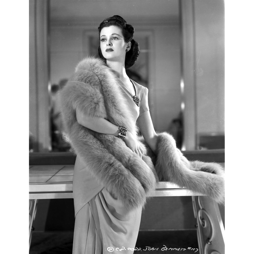 Joan Bennett on a Furry Shawl and standing Portrait Photo Print Image 1