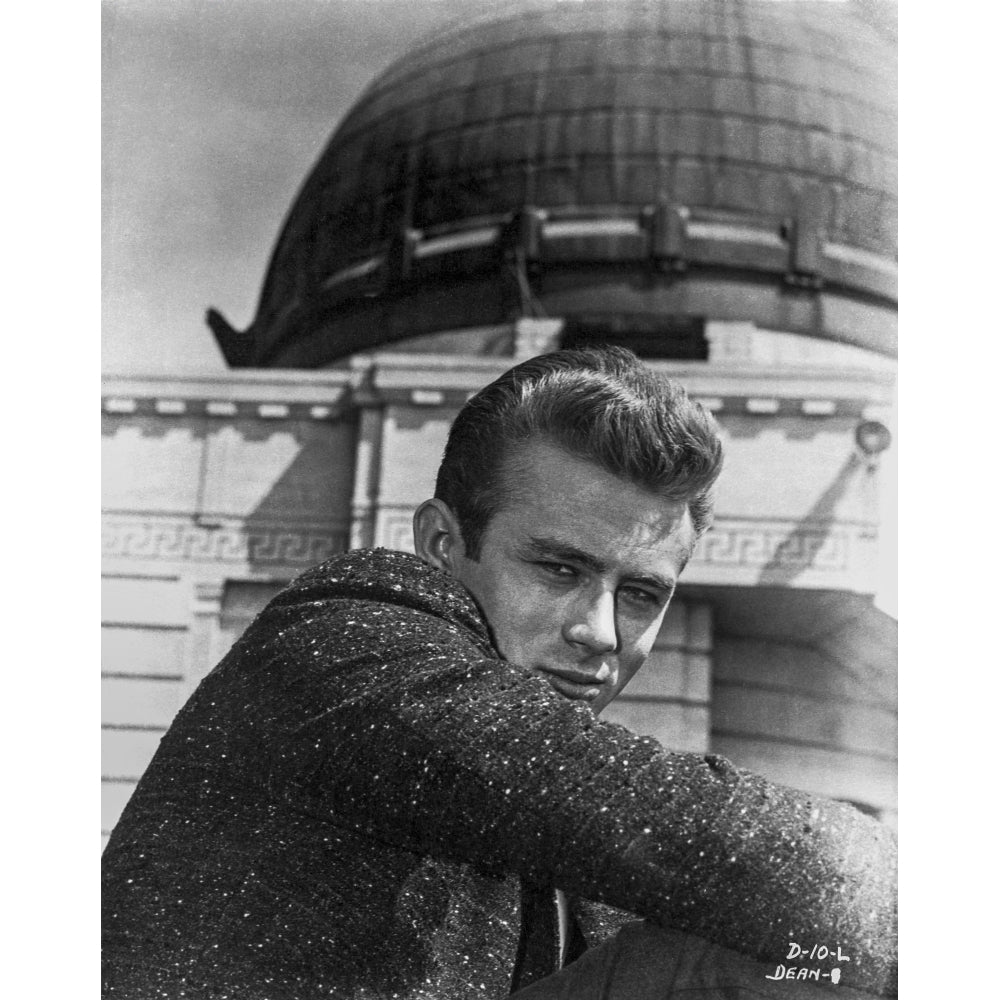 James Dean Portrait in Black Sequin Suit with Arms on the Knees and Head Turn to Right Photo Print Image 1