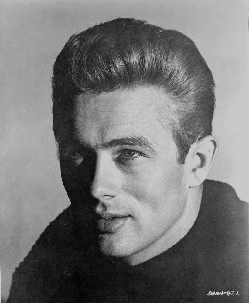 James Dean Portrait in Black Knitted Round Neck Cotton Shirt on White Background Photo Print Image 1