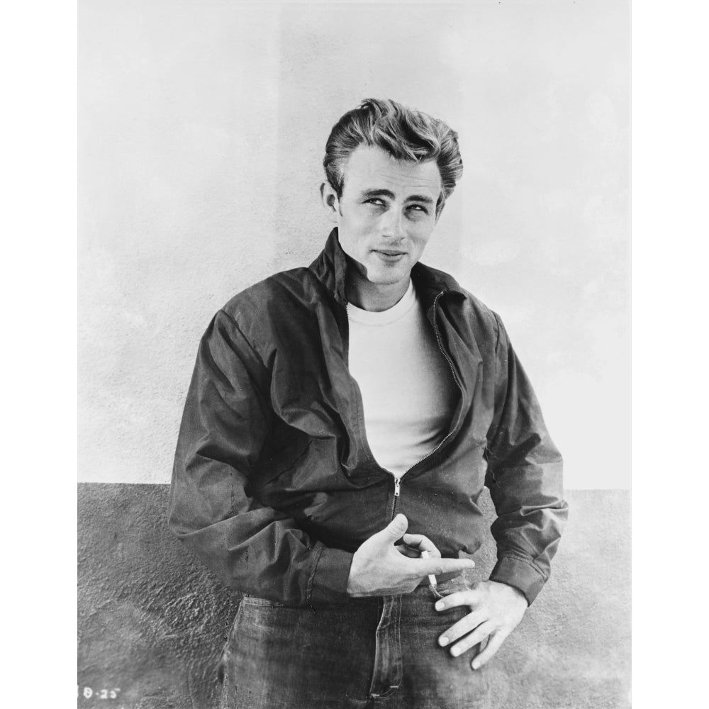 James Dean Portrait in Black Tuck On Jacket and Black Jeans with Left Hand on the Waist Photo Print Image 1