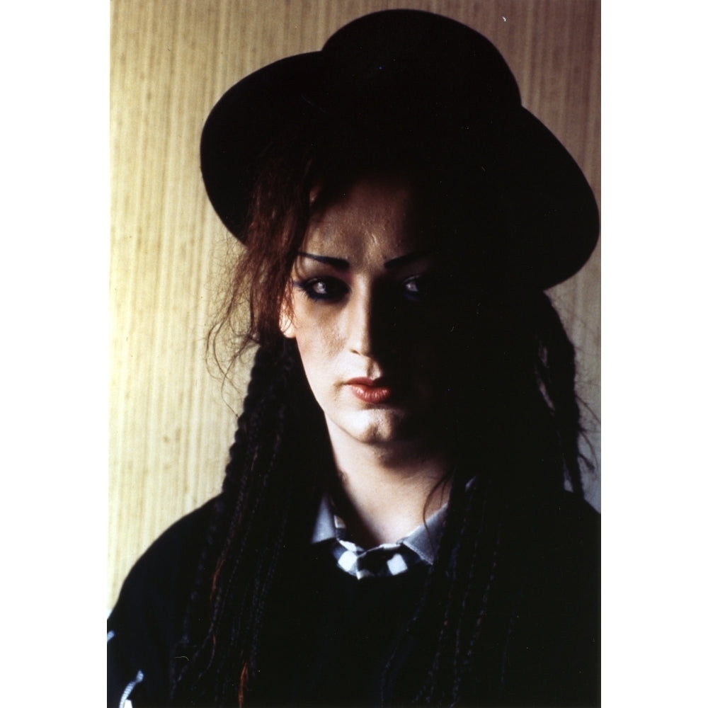 Boy George Womans wearing Black Dress and Black Hat Portrait Photo Print Image 1