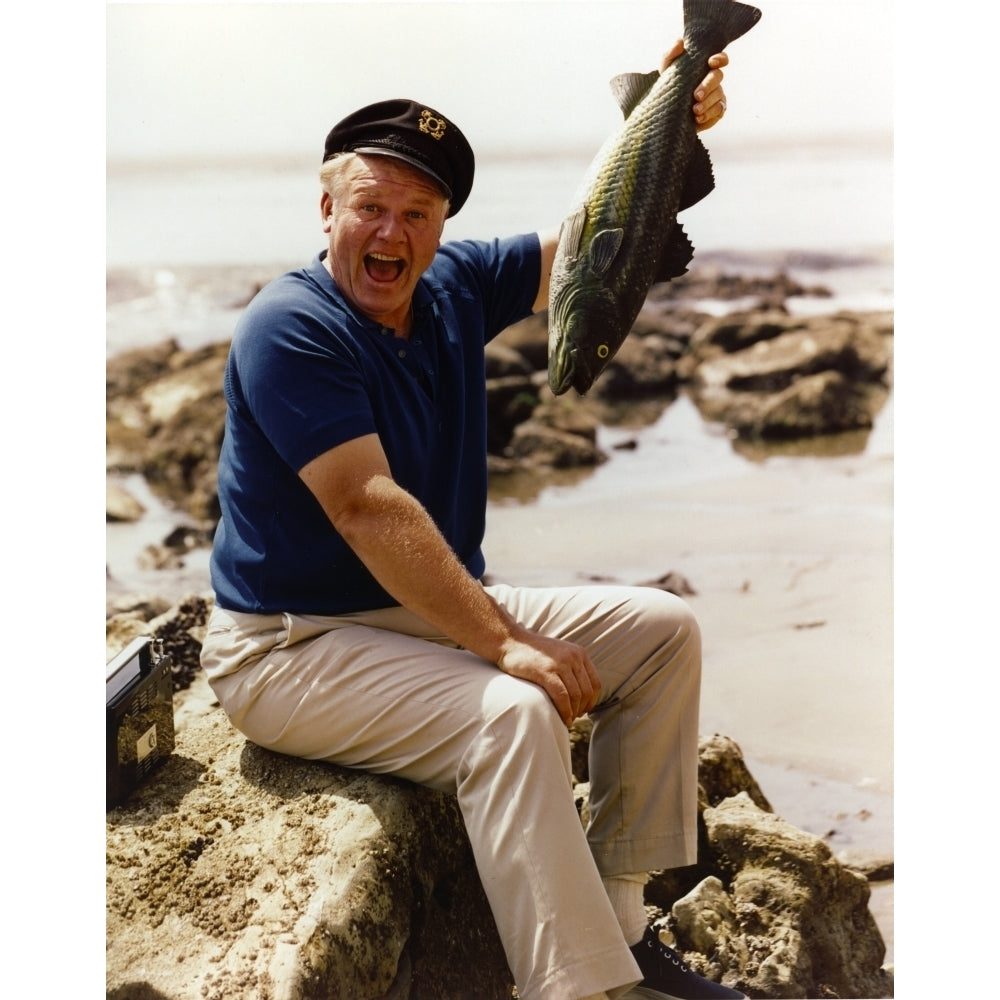 Gilligans Island Alan Hale Jr With Fish sitting Holding a Fish Photo Print Image 1