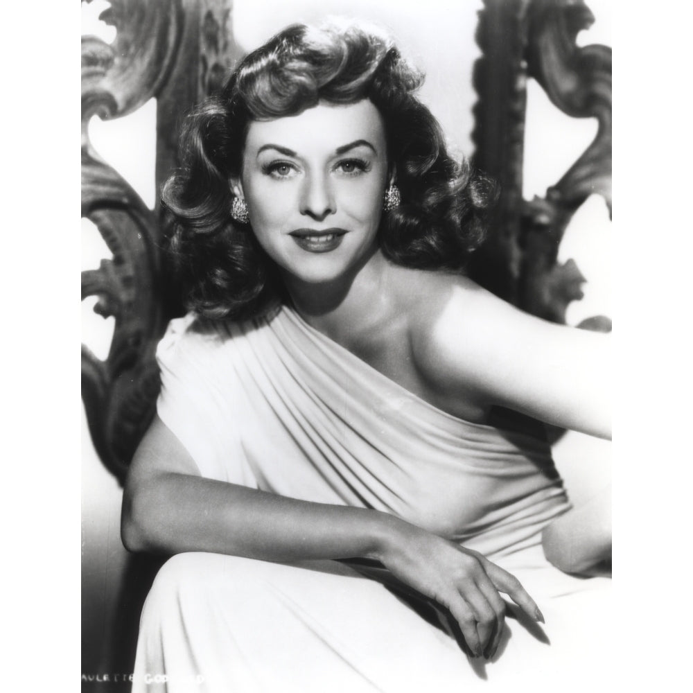 Paulette Goddard Posed in Elegant Dress Photo Print Image 1