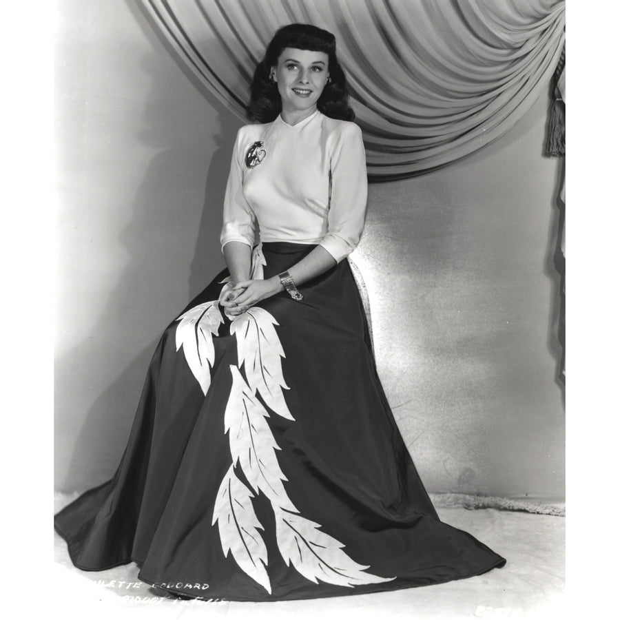 Paulette Goddard Posed wearing Formal Dress Portrait Photo Print Image 1