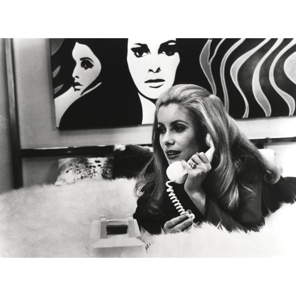 Catherine Deneuve with Telephone Black and White Photo Print Image 1