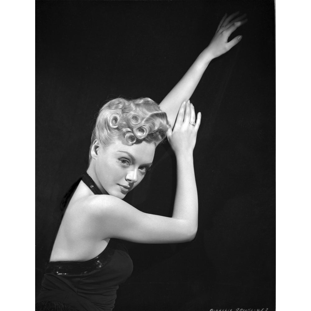 Leslie Brooks Posed in Classic with Black Background Photo Print Image 1