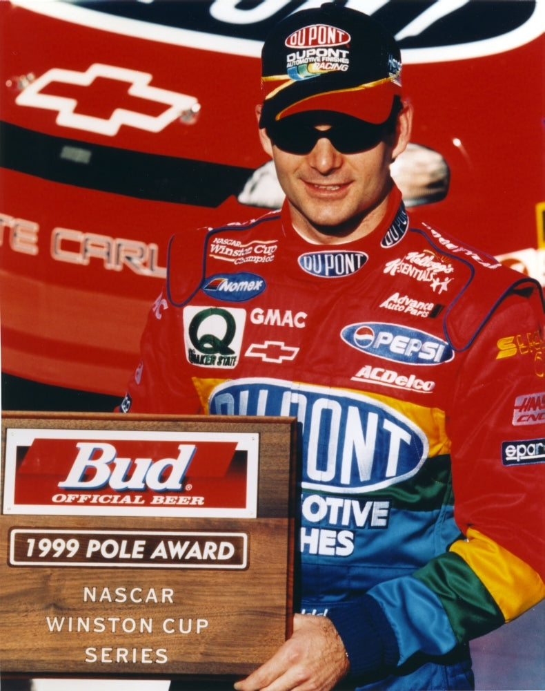 Jeff Gordon Posed in Black Ball cap and Red Overalls Photo Print Image 1