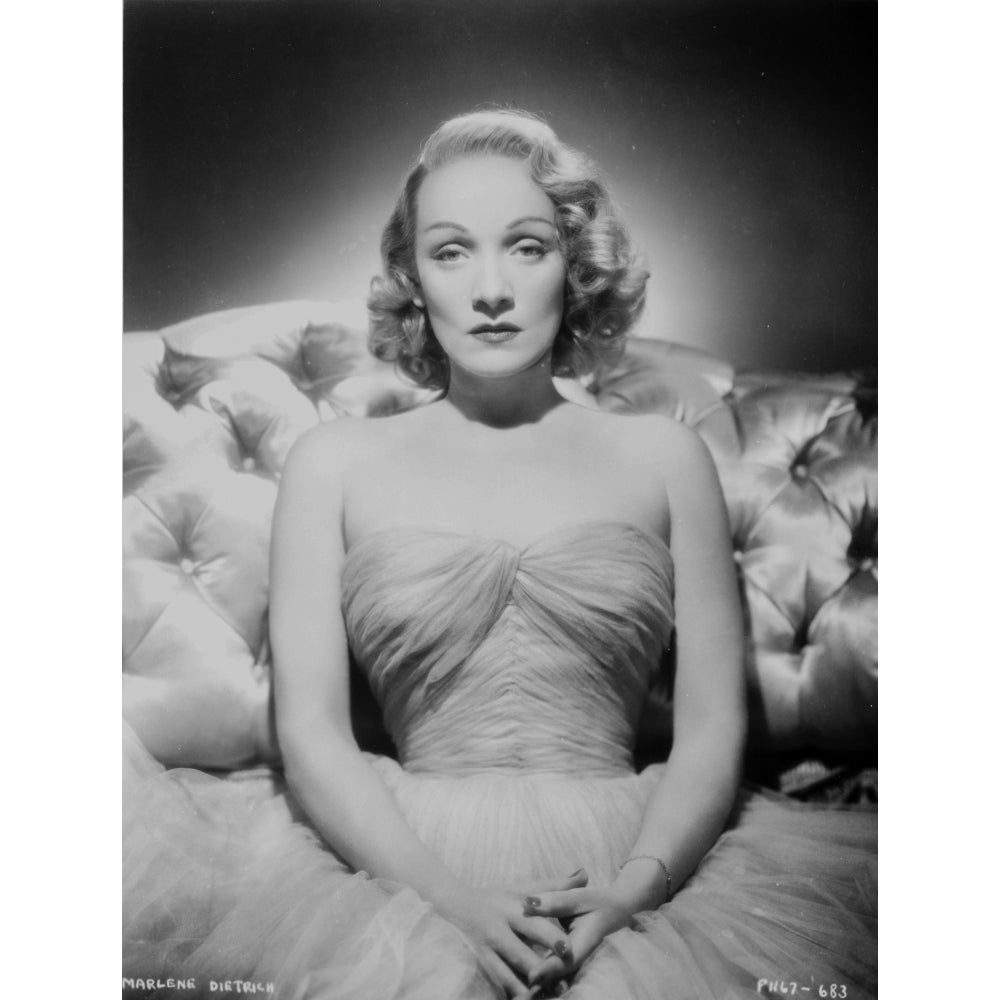 Marlene Dietrich Portrait on a Couch wearing Dress Photo Print Image 1