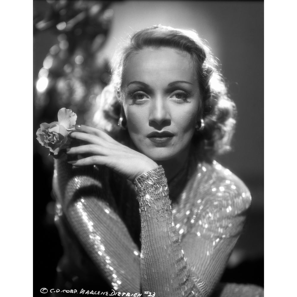 Marlene Dietrich Posed in Glossy Classic Sweater Photo Print Image 1