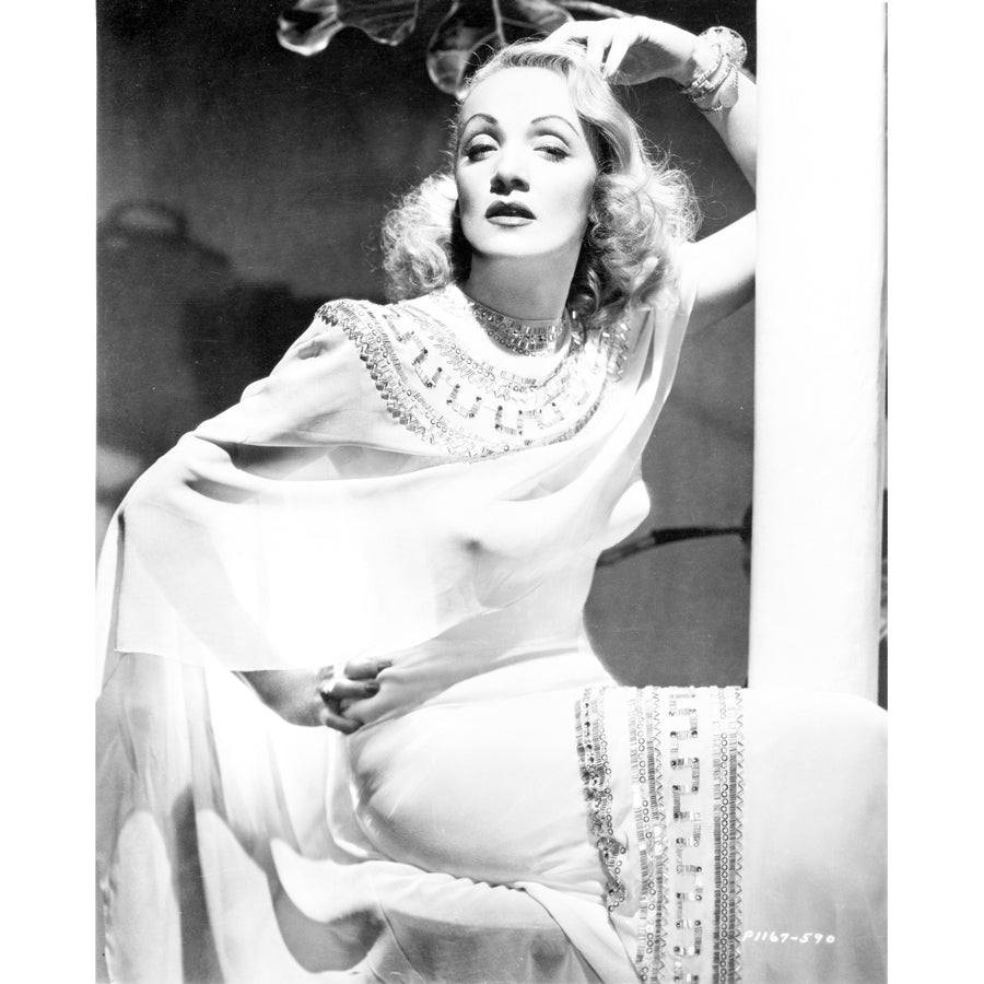 Marlene Dietrich Posed in White Dress with Bracelet Photo Print Image 1