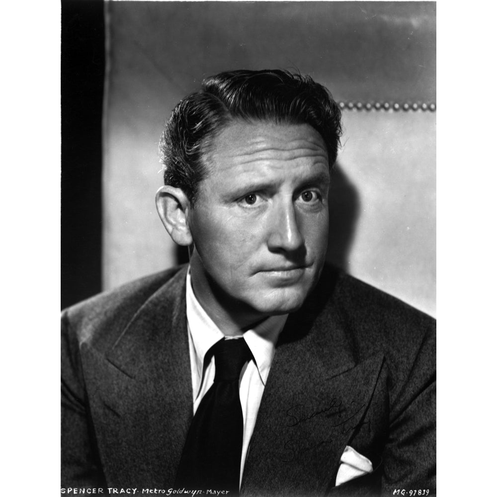 Spencer Tracy Cast Member Posed in Black and White Portrait wearing Tuxedo Photo Print Image 1