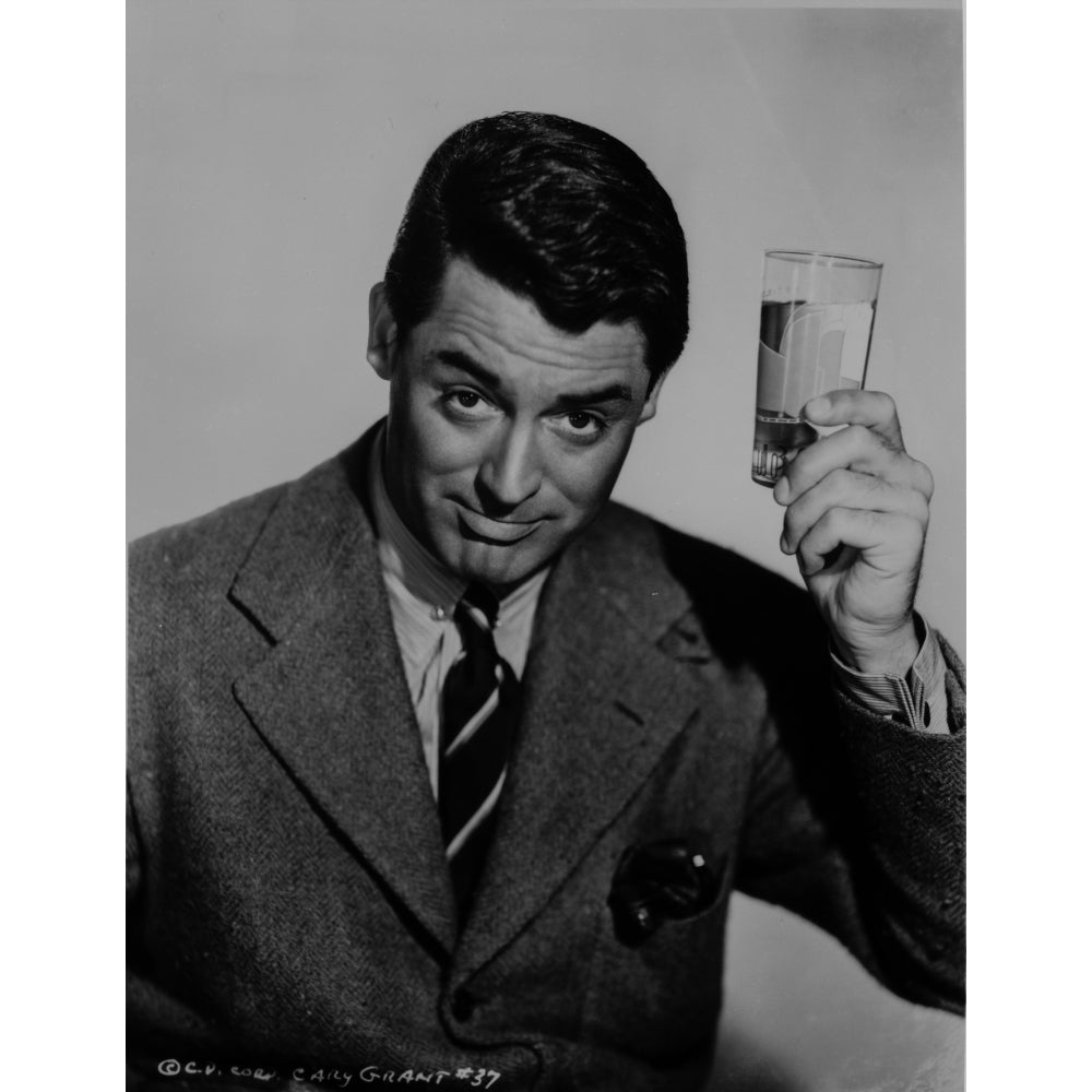 Cary Grant in Suit with Drink in Hand Photo Print Image 1