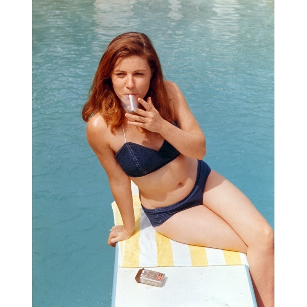 Patty Duke sitting in Purple Bikini Photo Print Image 1