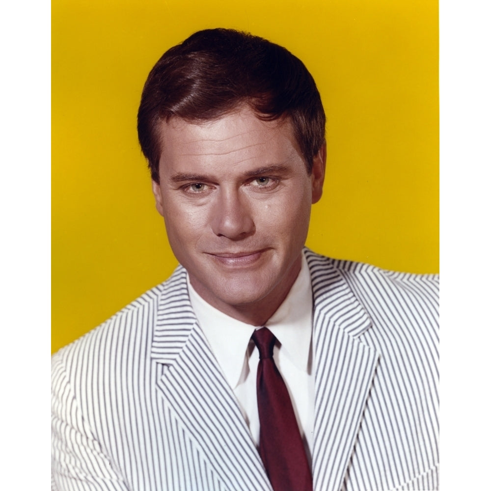 Larry Hagman Portrait in Yellow Background Photo Print Image 1