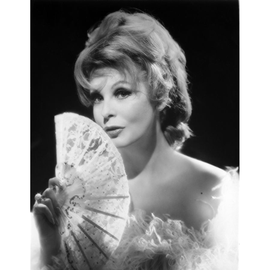 Arlene Dahl posed in Furry Dress with Fan Photo Print Image 1