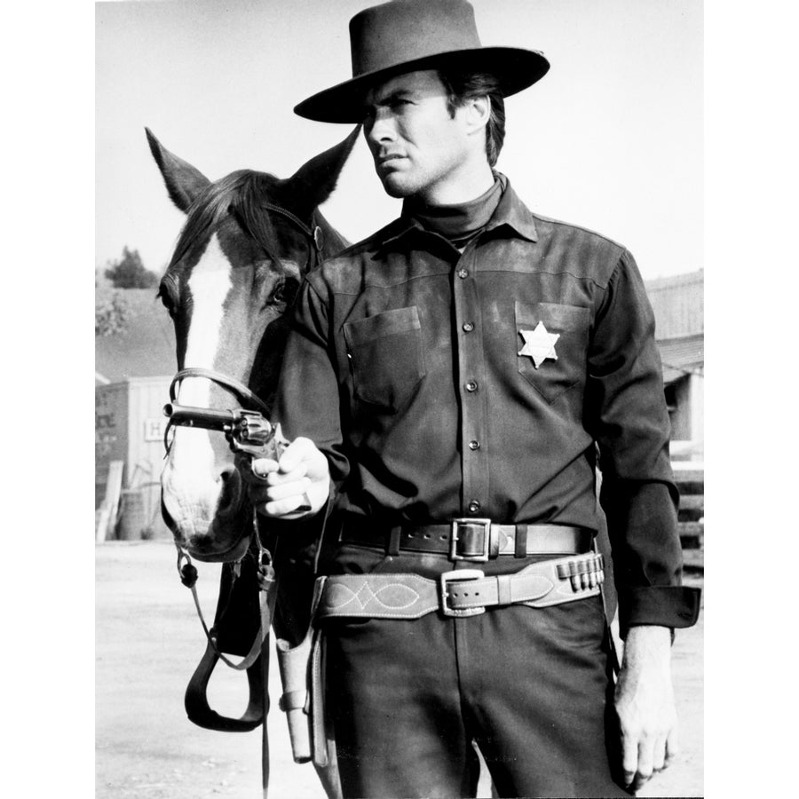 Clint Eastwood Holding Horse in Classic Photo Print Image 1