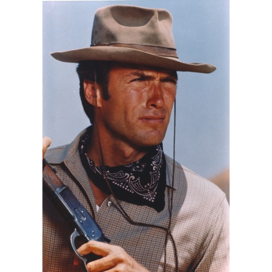 Clint Eastwood Movie Scene in Cowboy Hat with Black Scarf Photo Print Image 1