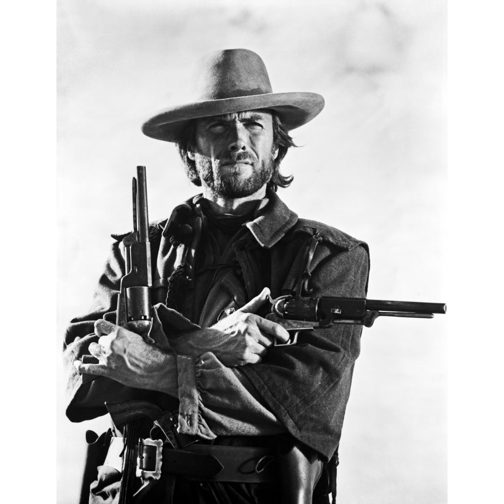 A Portrait Of Clint Eastwood with Guns Photo Print Image 1