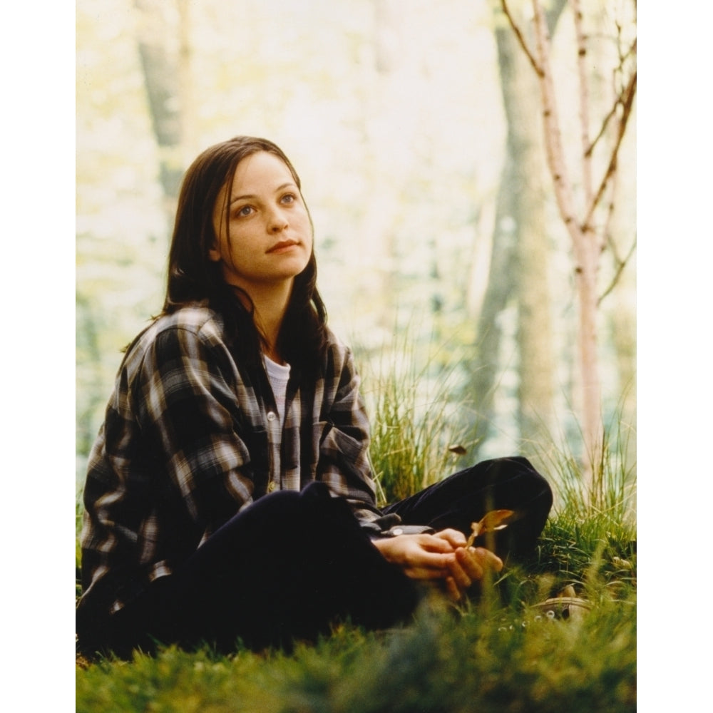 Alison Elliott sitting on Grass in Checkered Long Sleeves Photo Print Image 1