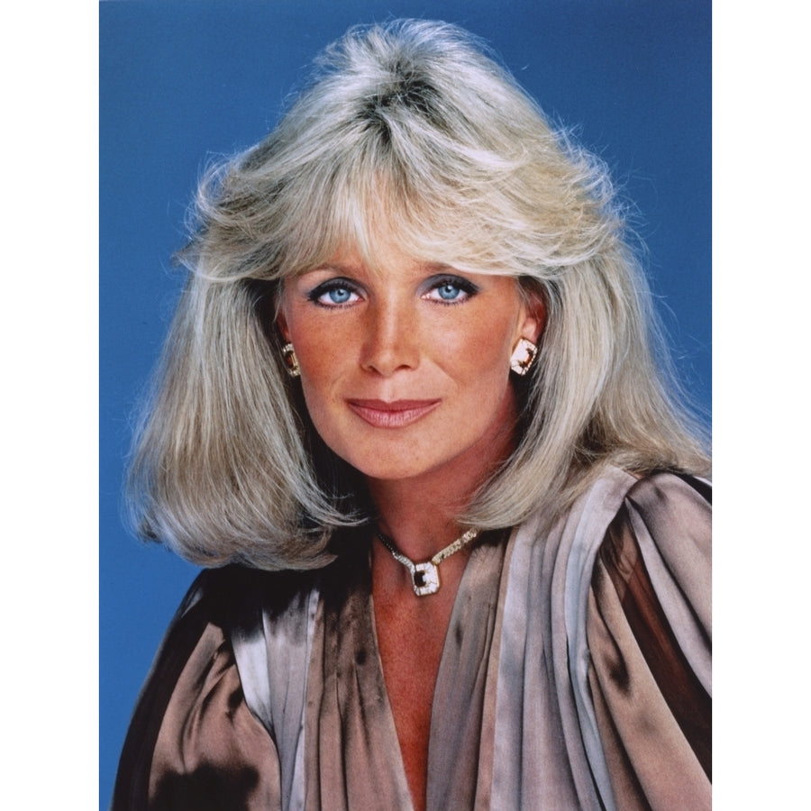 Linda Evans Blue Background Close Up Portrait Photo Print Image 1