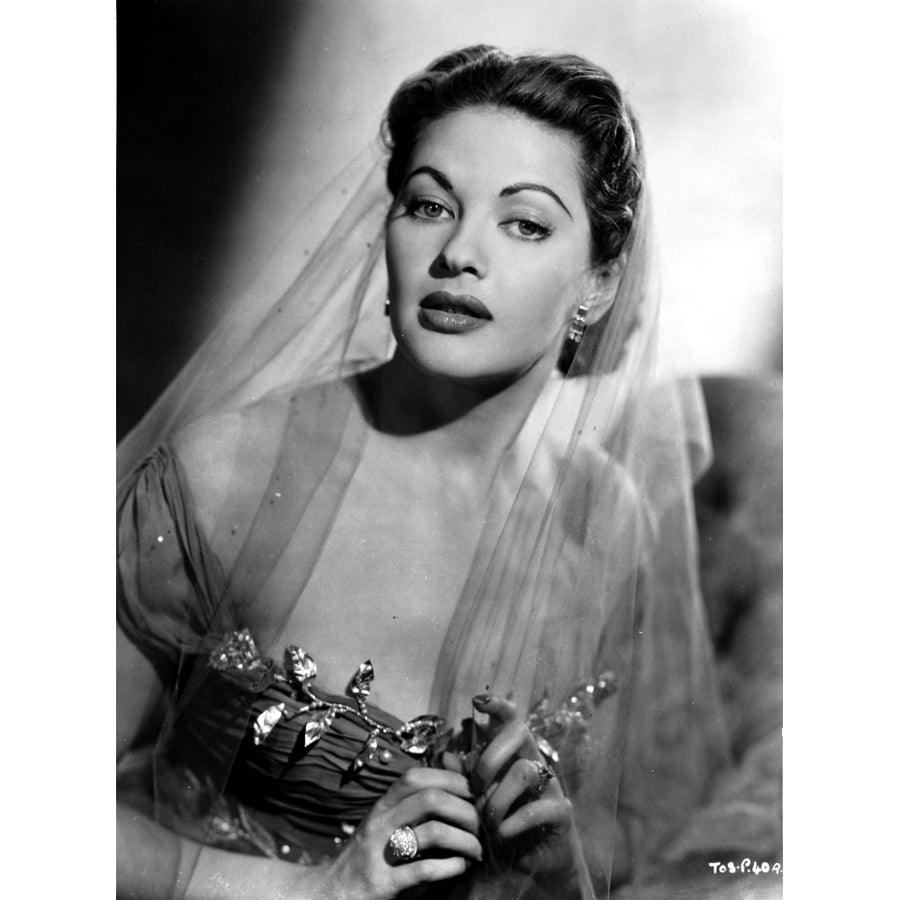 Yvonne Decarlo Looking Seductive in A Portrait in Black and White Photo Print Image 1