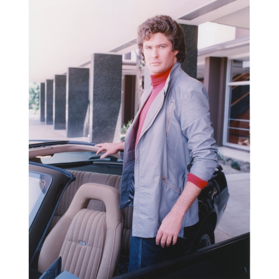 David Hasselhoff standing on a Car wearing Grey Coat Photo Print Image 1