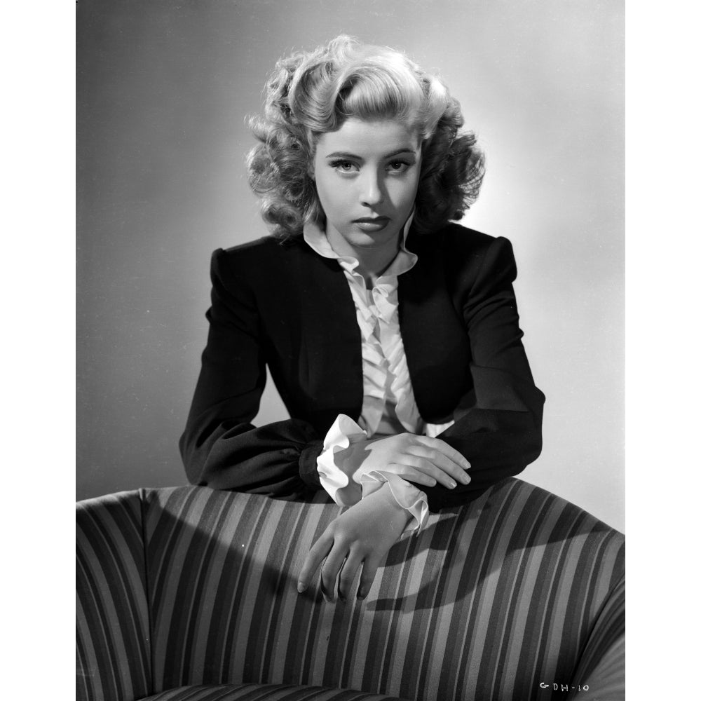 Gloria DeHaven Looking Serious Leaning On A Chair in Formal Dress in Black and White Photo Print Image 1