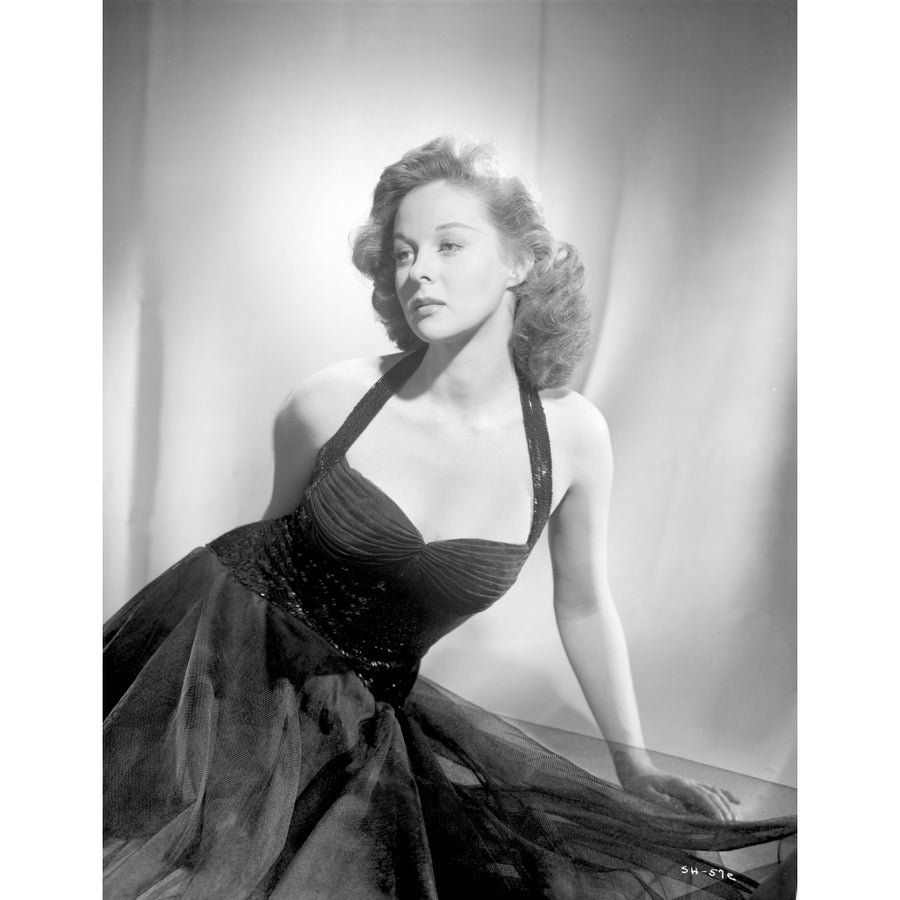 Susan Hayward sitting in a Black Halter Dress Photo Print Image 1