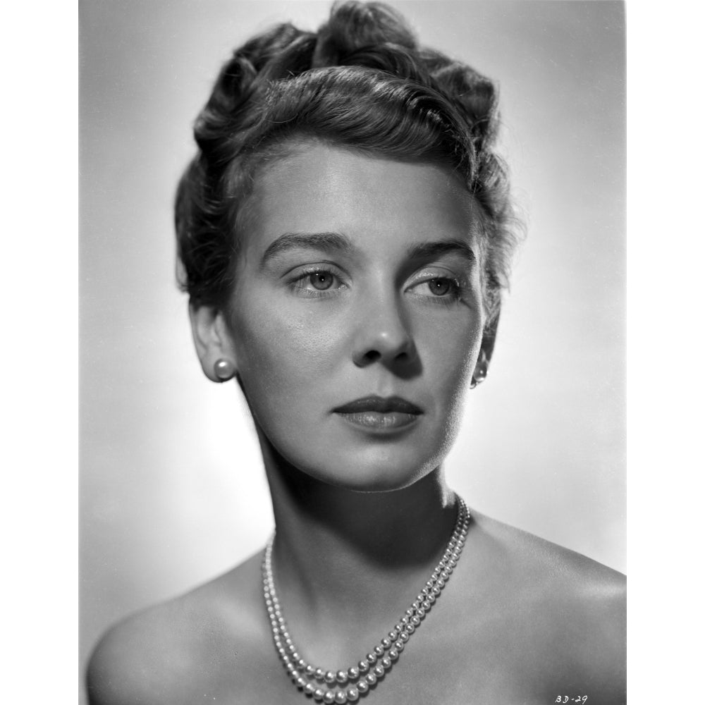 Betsy Drake Portrait in Pompadour Hairstyle and Pearl Necklace Photo Print Image 1