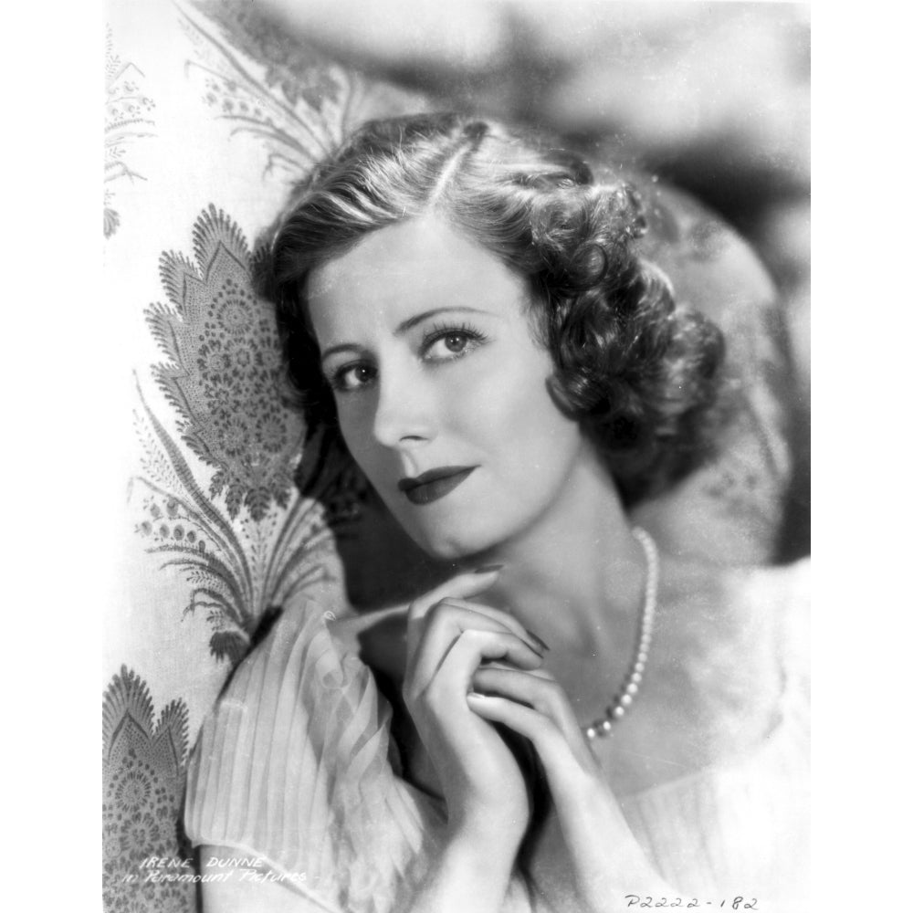 Irene Dunne on a Dress wearing Pearl Necklace Photo Print Image 1