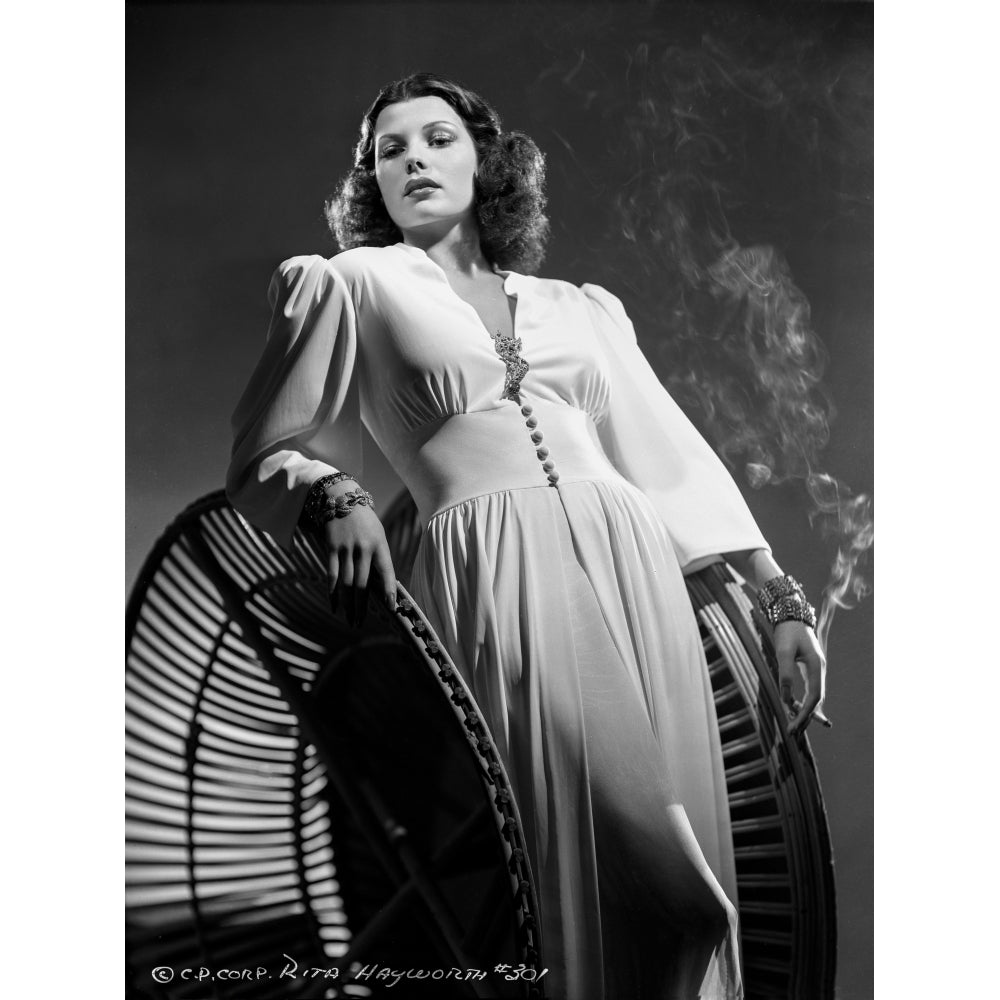 Rita Hayworth Leaning and Smoking Pose Photo Print Image 1