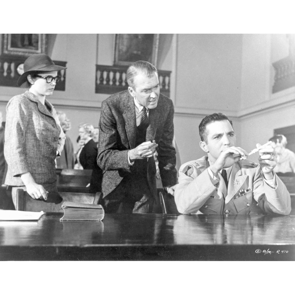 Anatomy Of A Murder Woman Watching the Two Men Testing an Evidence in a Movie Scene in Black and White Photo Print Image 1