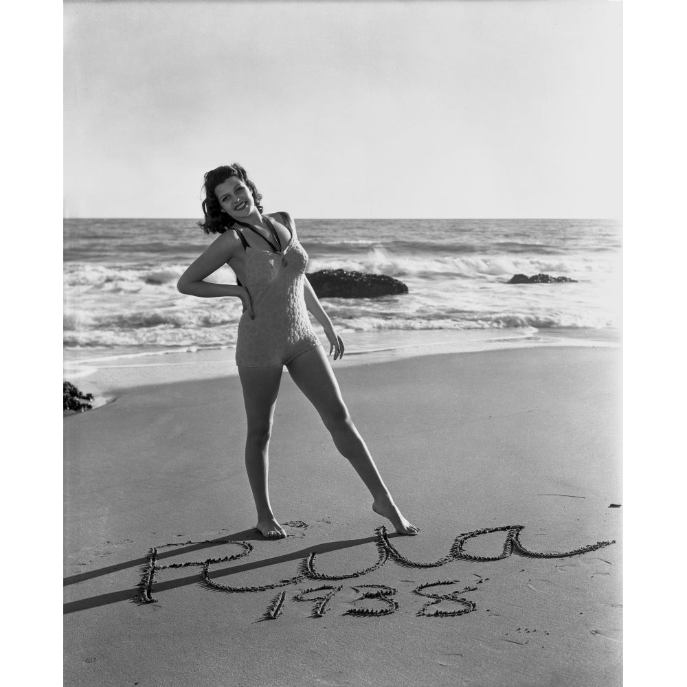 Rita Hayworth posed At the Beach Photo Print Image 1