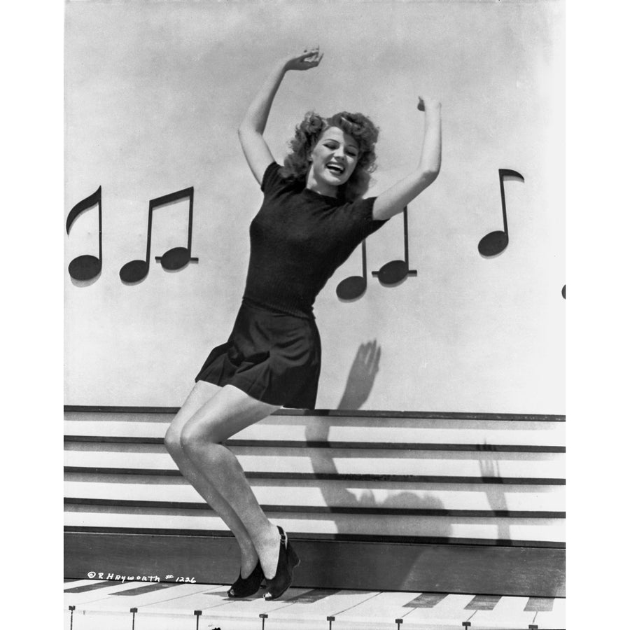 Rita Hayworth Dancing with a Musical Notes Background Photo Print Image 1