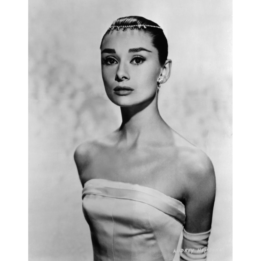 Audrey Hepburn Posed in White Dress Photo Print Image 1