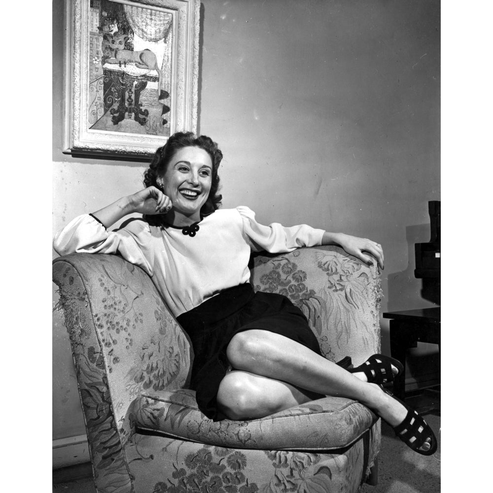 Betty Garrett on a Long Sleeve Top sitting on a Couch Portrait Photo Print Image 1