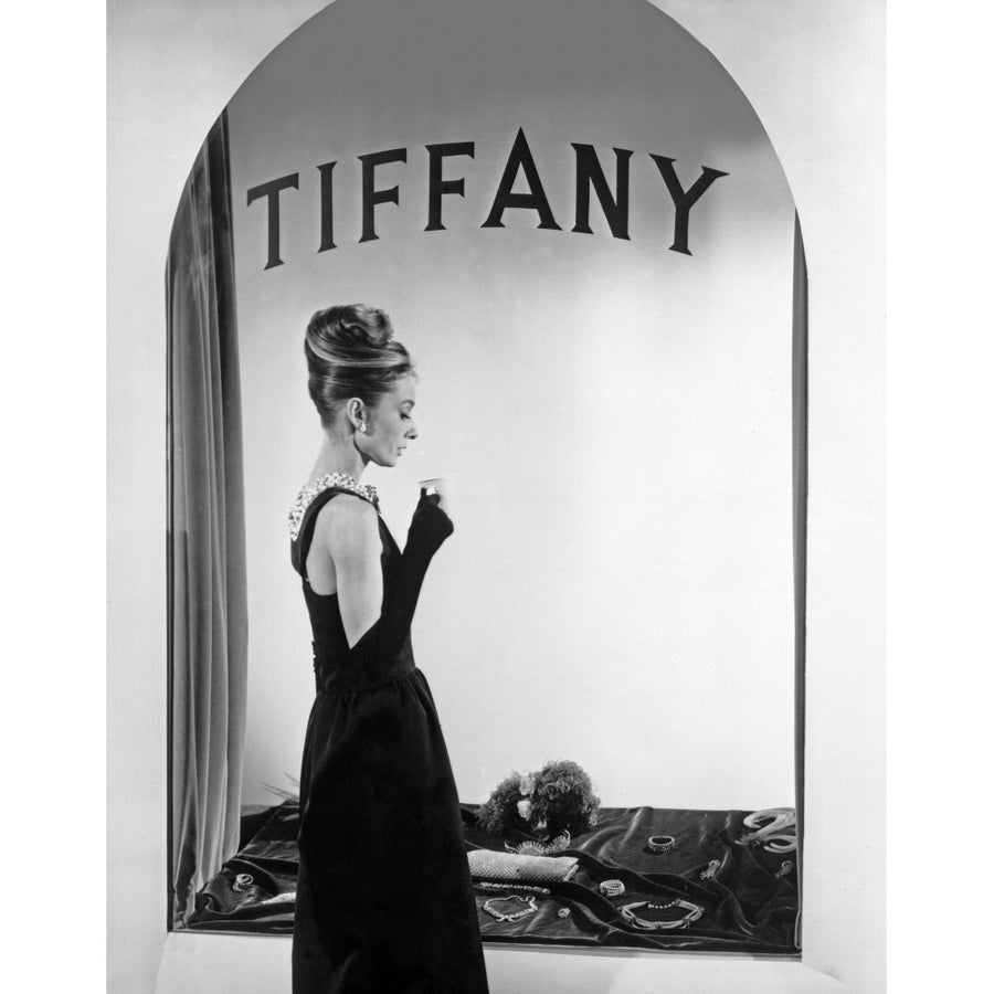 Audrey Hepburn Publicity Still in Front of Tiffanys Window Photo Print Image 1