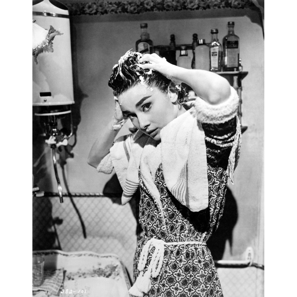 Audrey Hepburn Washing Hair Portrait Photo Print Image 1