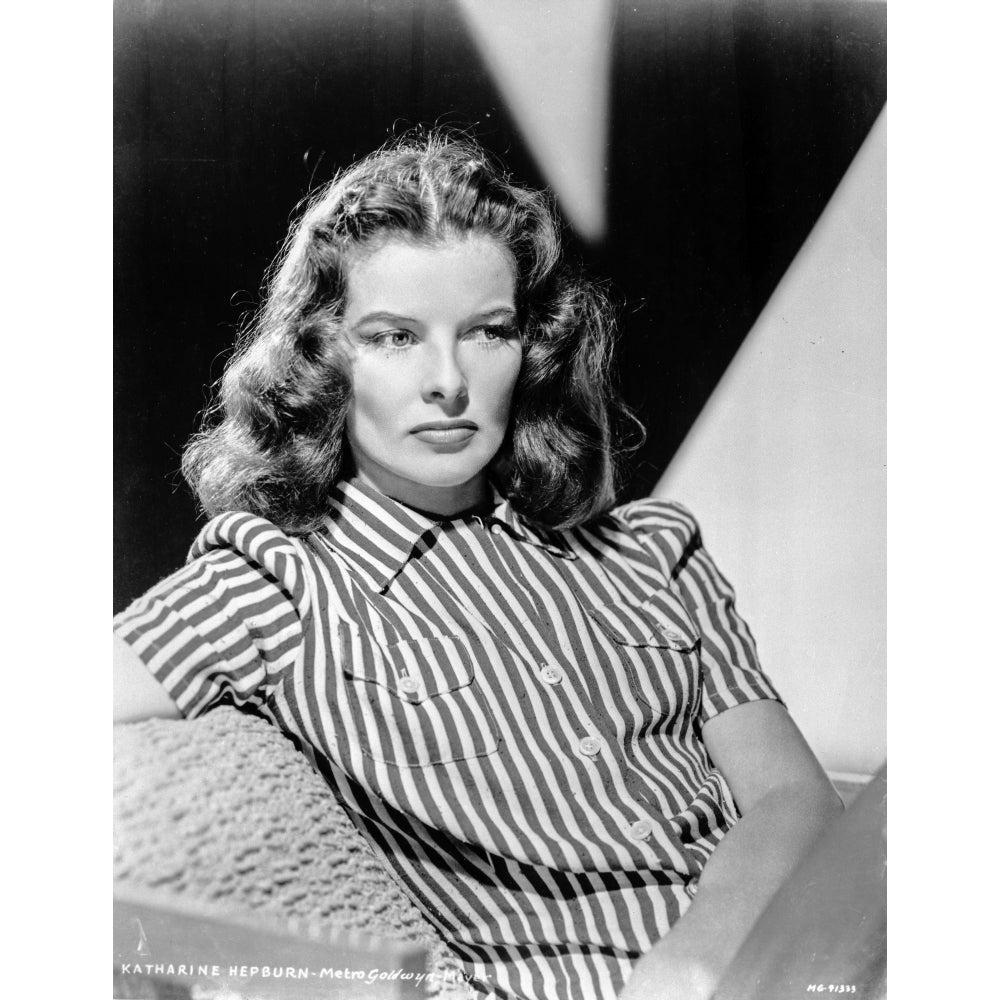 Katharine Hepburn in Black and White Photo Print Image 1