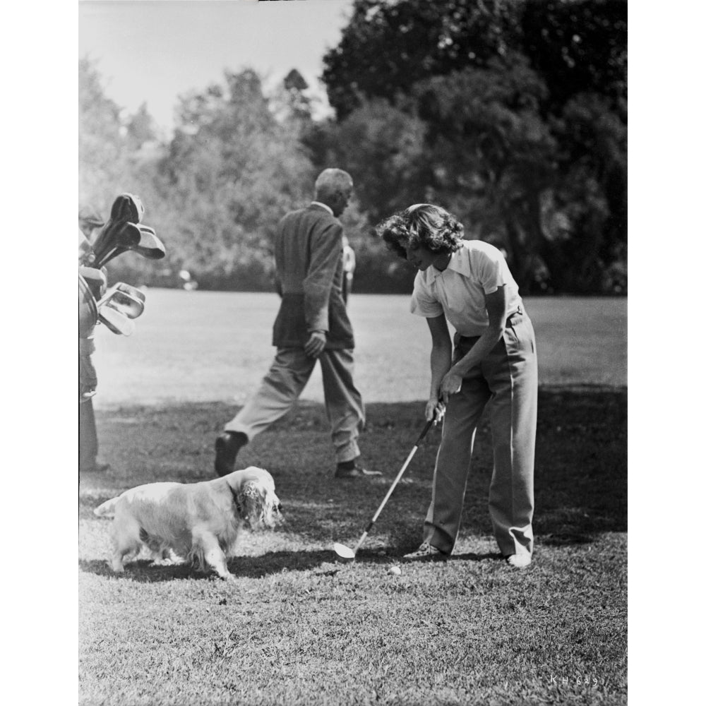 Katharine Hepburn Playing Golf with Dog Photo Print Image 1