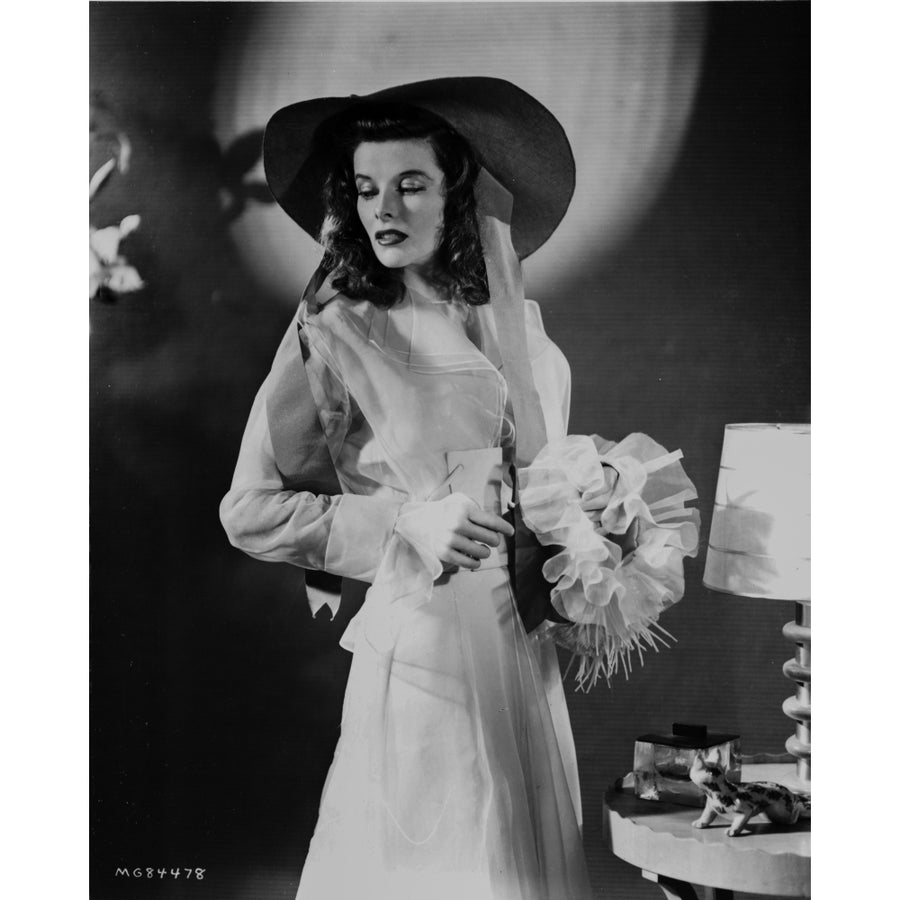 Katharine Hepburn Pose in Shirt in Black and White Photo Print Image 1