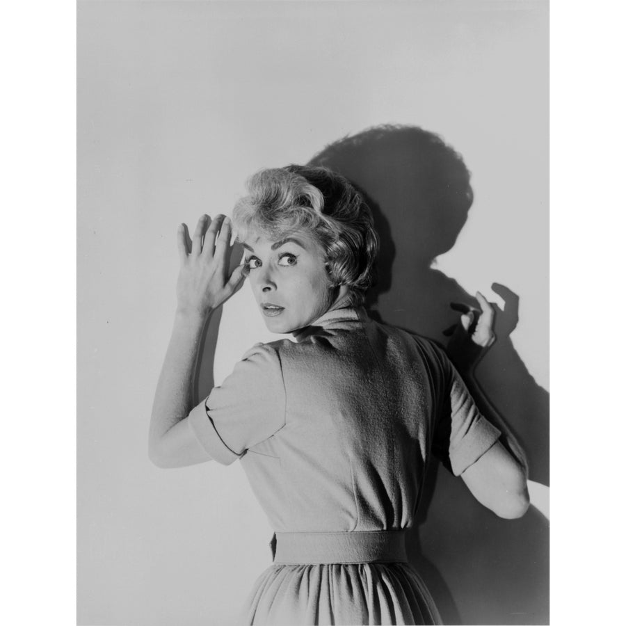 Psycho Portrait of a Woman Leaning on Wall in Black and White Photo Print Image 1