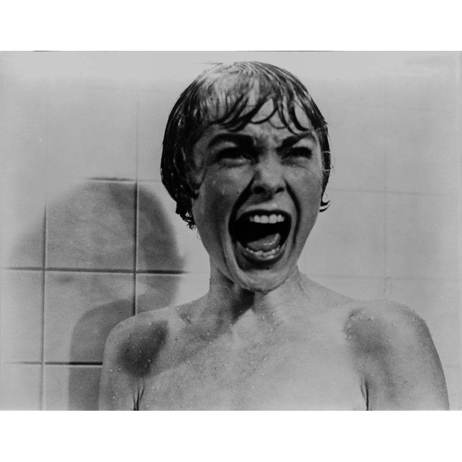 Psycho Scene of Woman Screaming while Taking a Bath Excerpt from Film in Black and White Photo Print Image 1