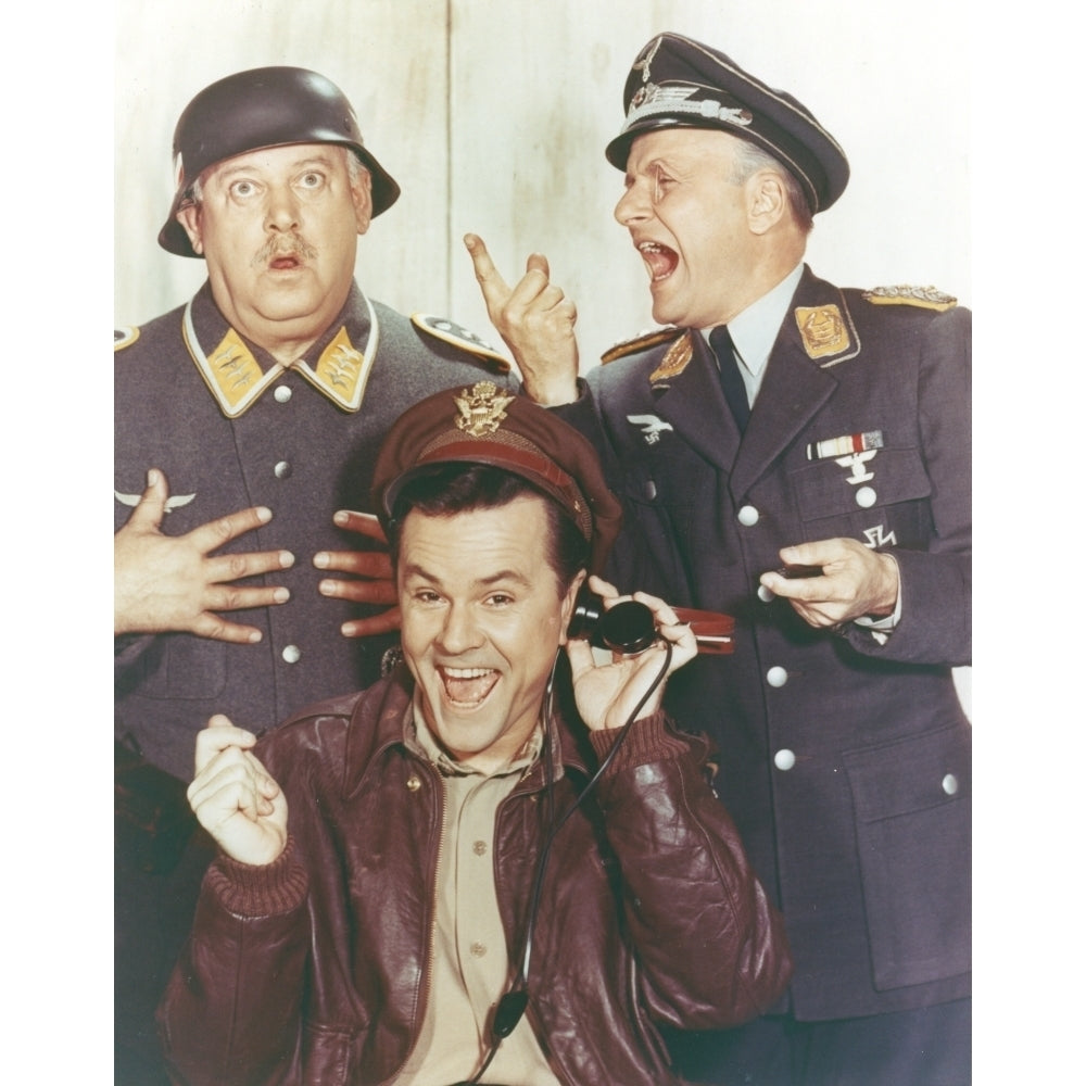 Hogans Heroes Man in Leather Jacket with Two Men in Army Suit Photo Print Image 1