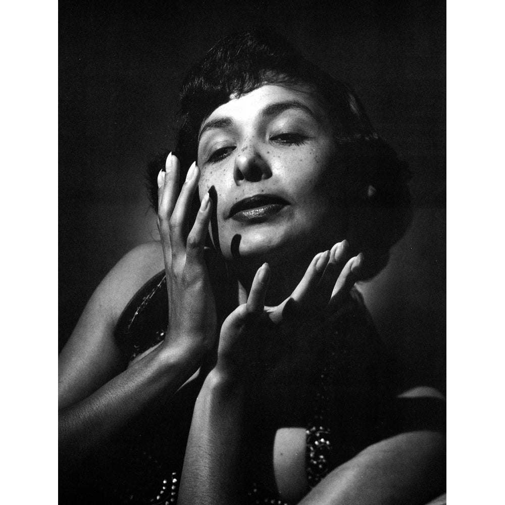 Lena Horne in Close Up Portrait in Black and White Photo Print Image 1