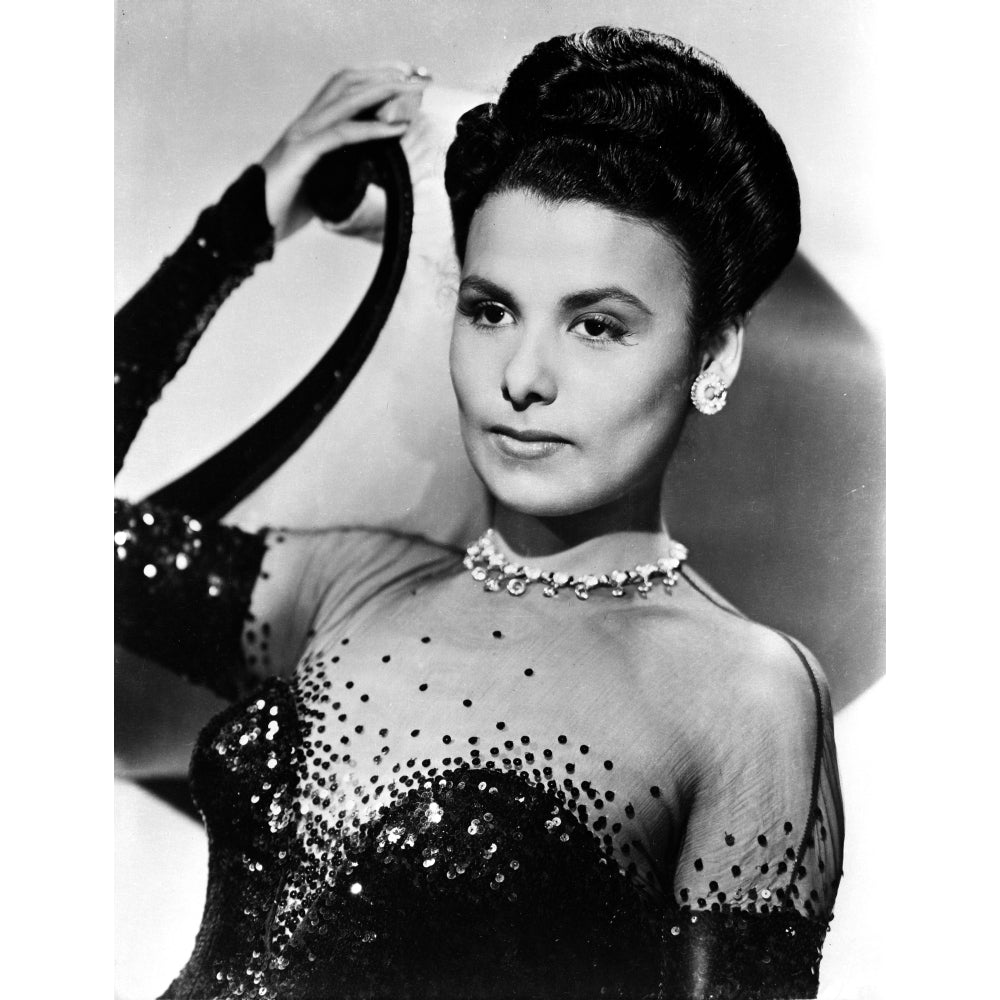 Lena Horne Leaning wearing a Black Gown with Long Gloves Photo Print Image 1