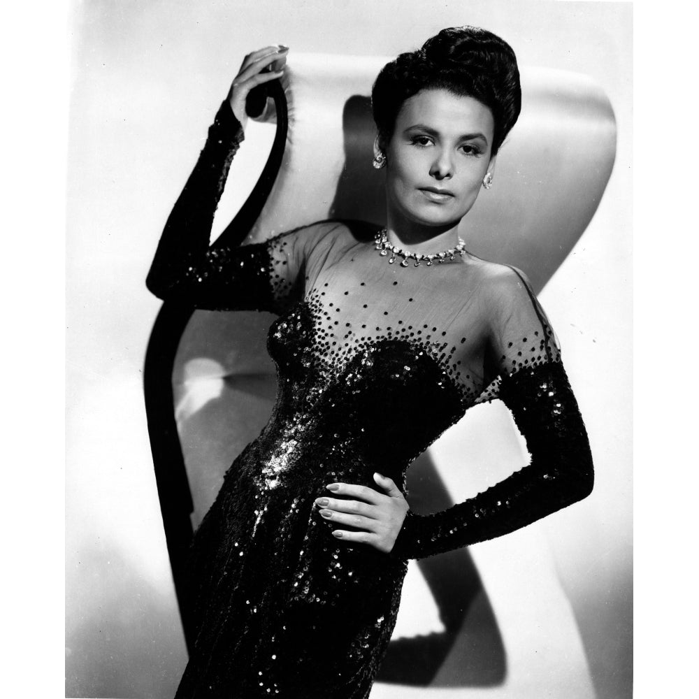 Black and White Portrait of Lena Horne in Black Gown Photo Print Image 1