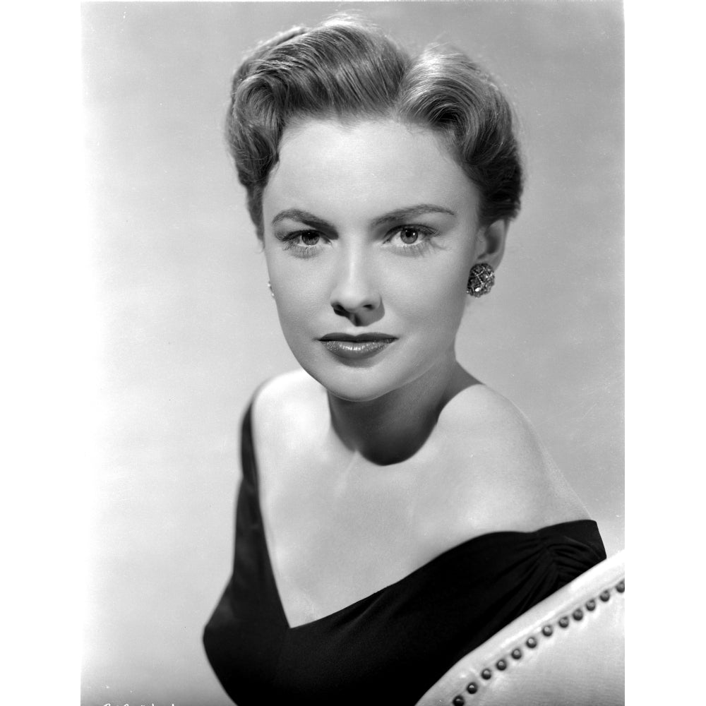 Joan Leslie wearing a Black V-Neck Dress in Portrait Photo Print Image 1