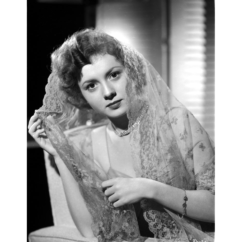 Betty Lynn on an Embroidered Veil sitting and posed Photo Print Image 1